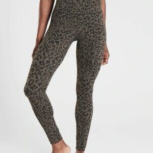 Athleta Olive Green Leopard Print High-Waist Leggings